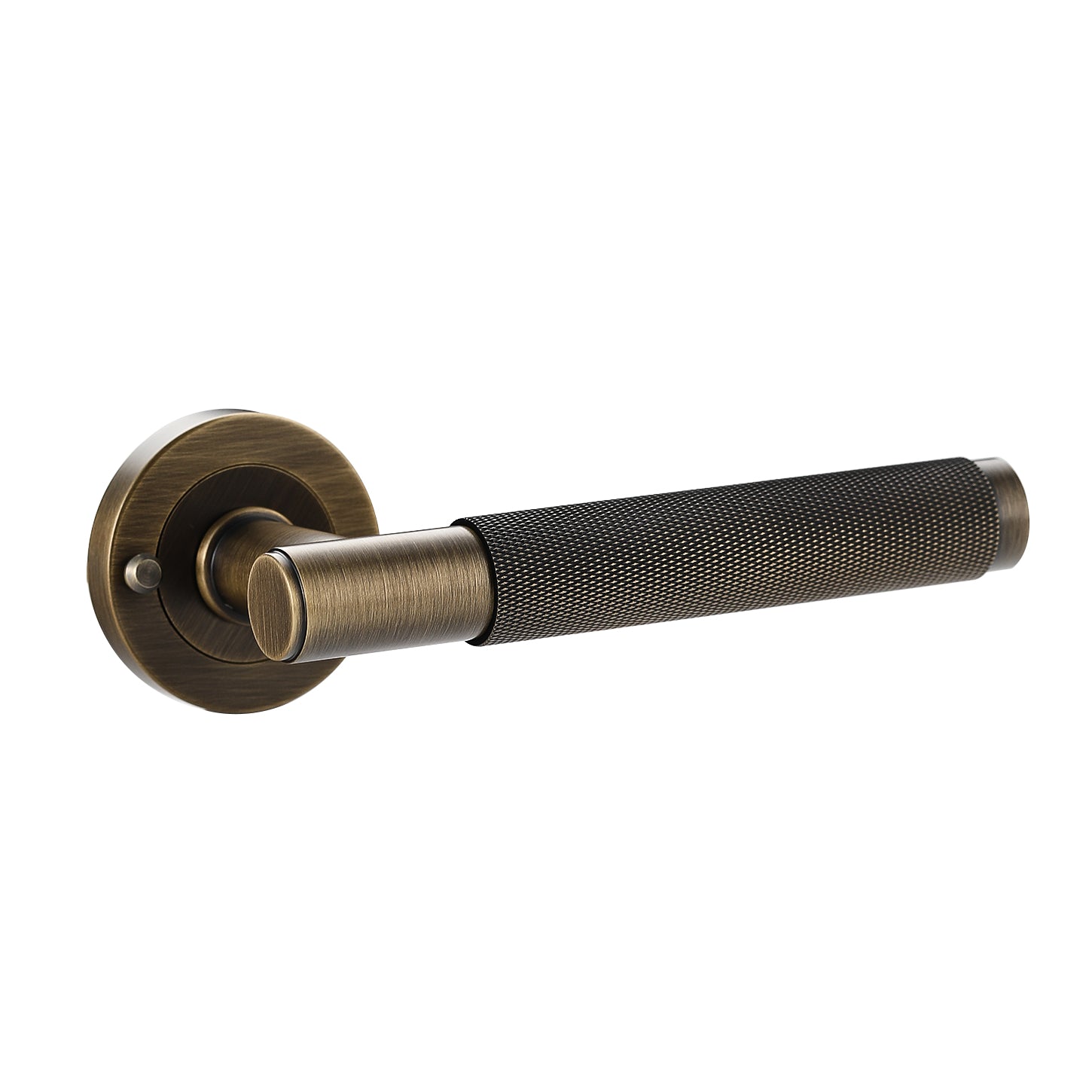 Knurled Door Handle-Antique Brass-Privacy pin available