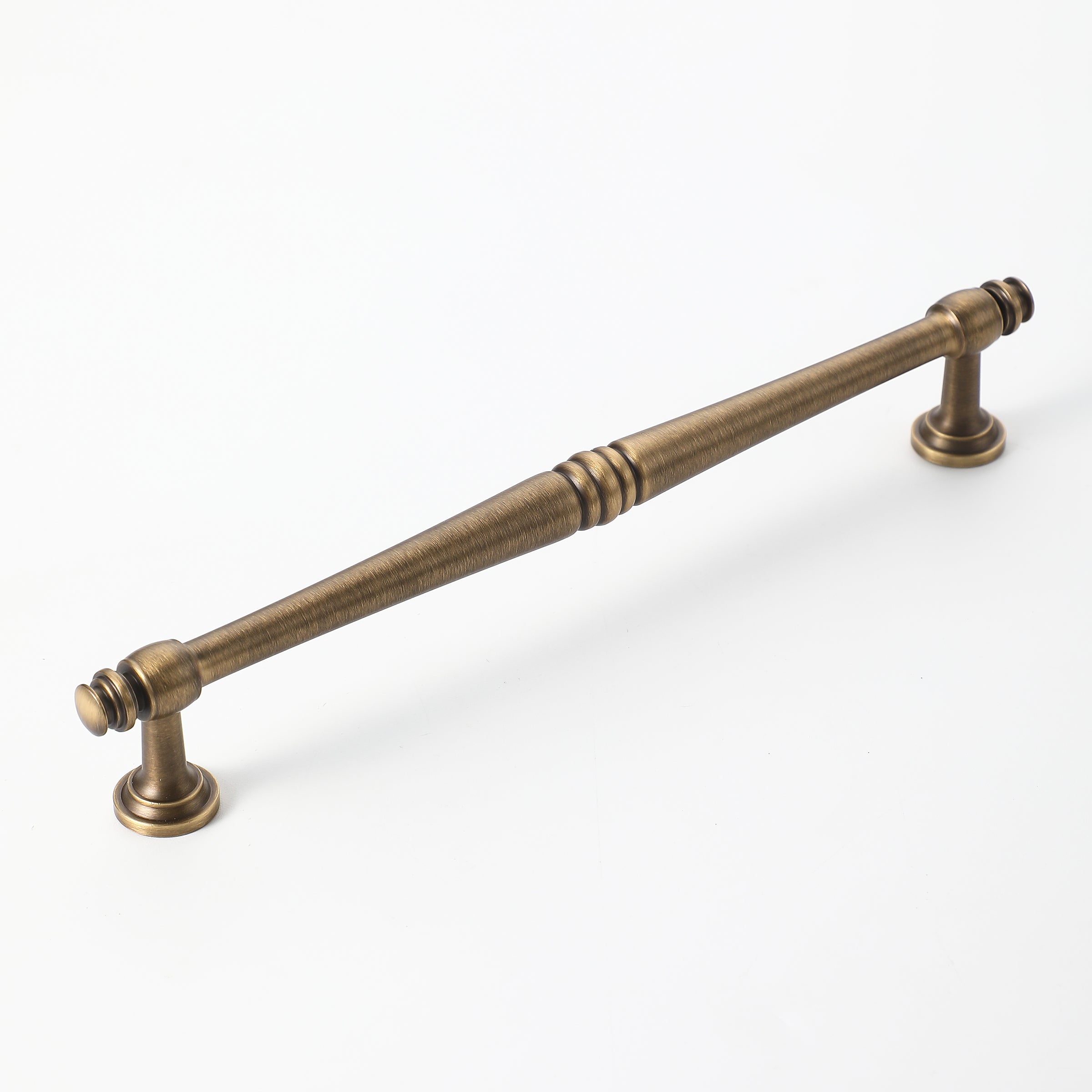 Extra-long vintage brass cabinet pull handle for large kitchen drawers.
