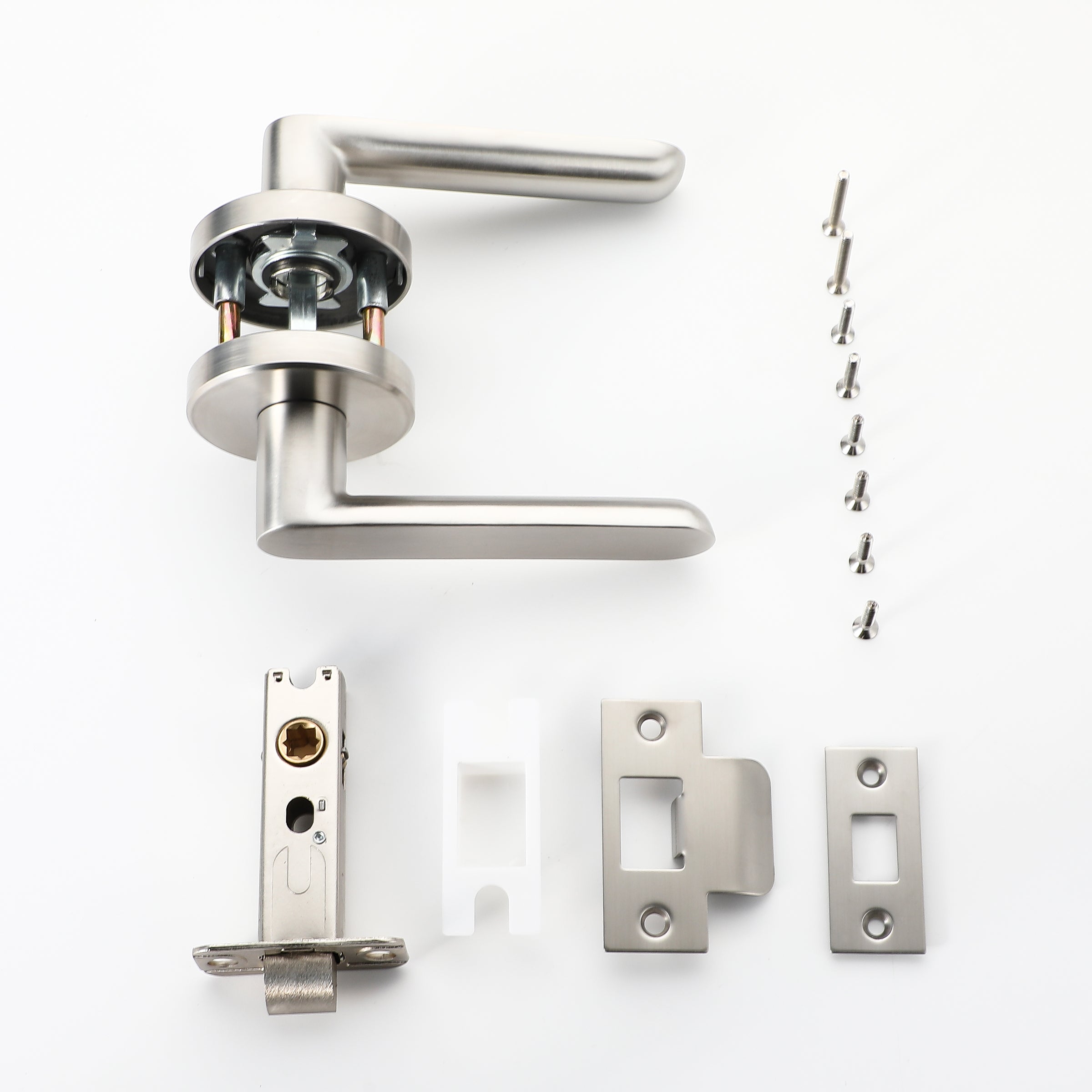 Brushed Nickel Passage Lever Handle Set
