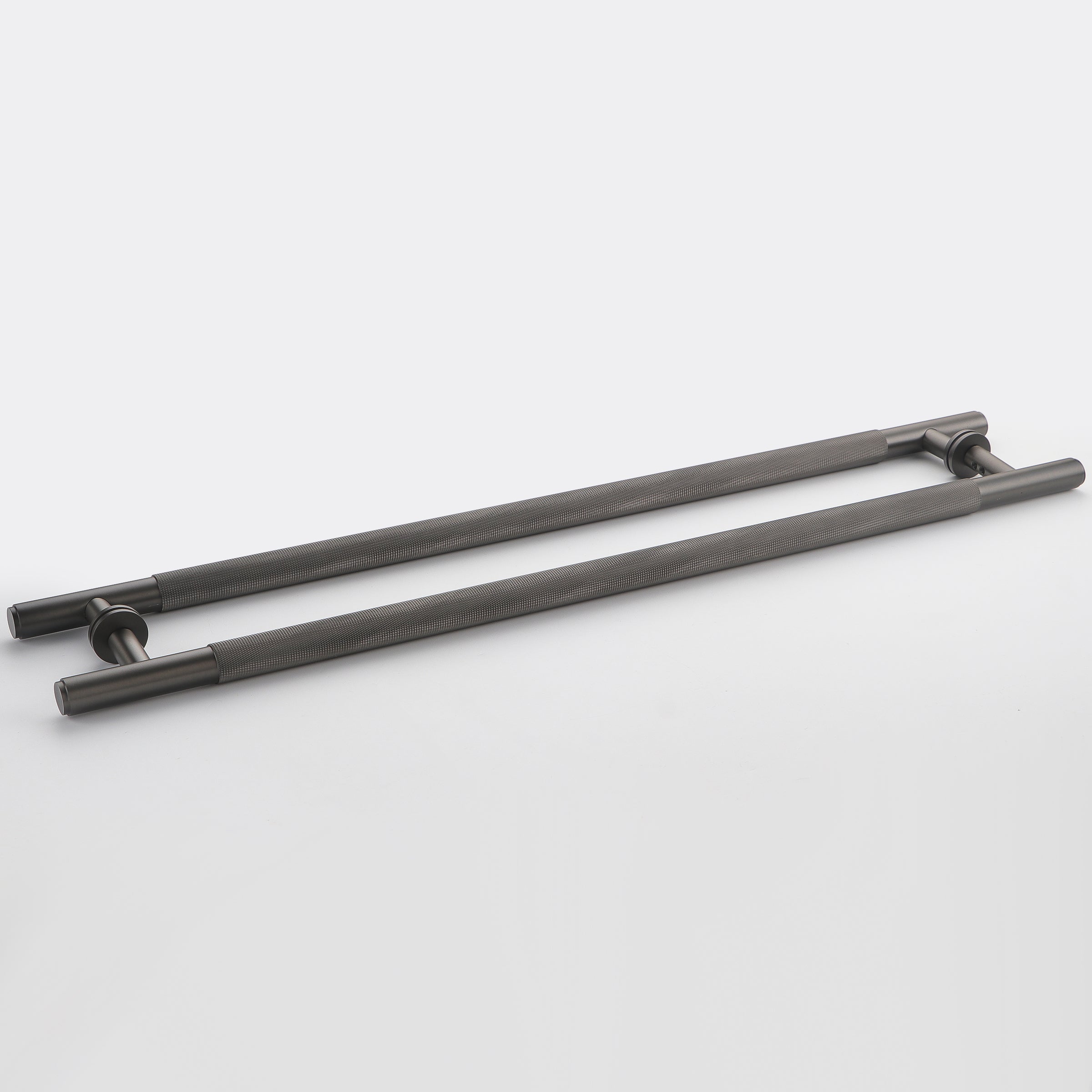 Knurled solid brass entrance pull handle in gunmetal, 600mm