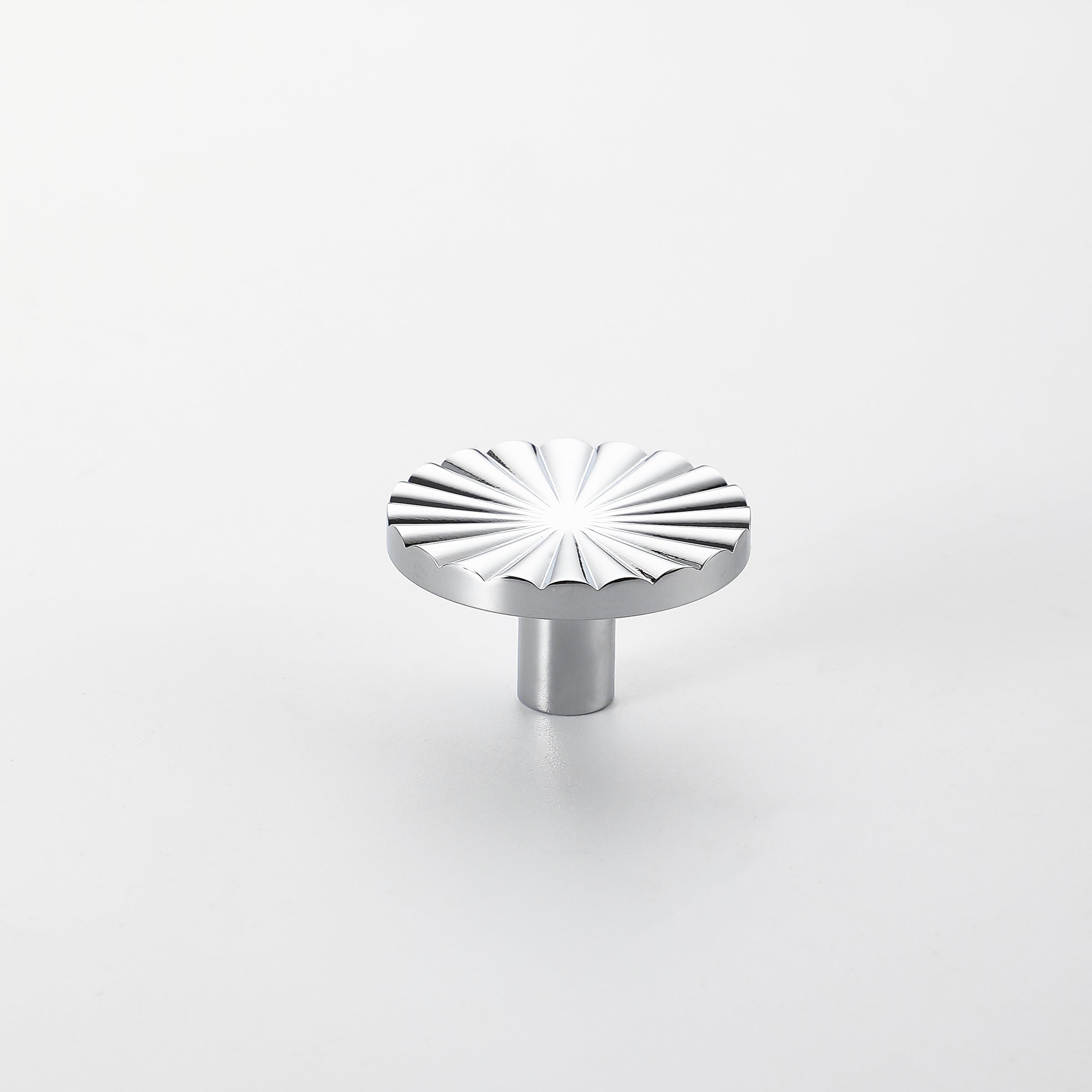 Sunburst Brass Knob Polished Chrome