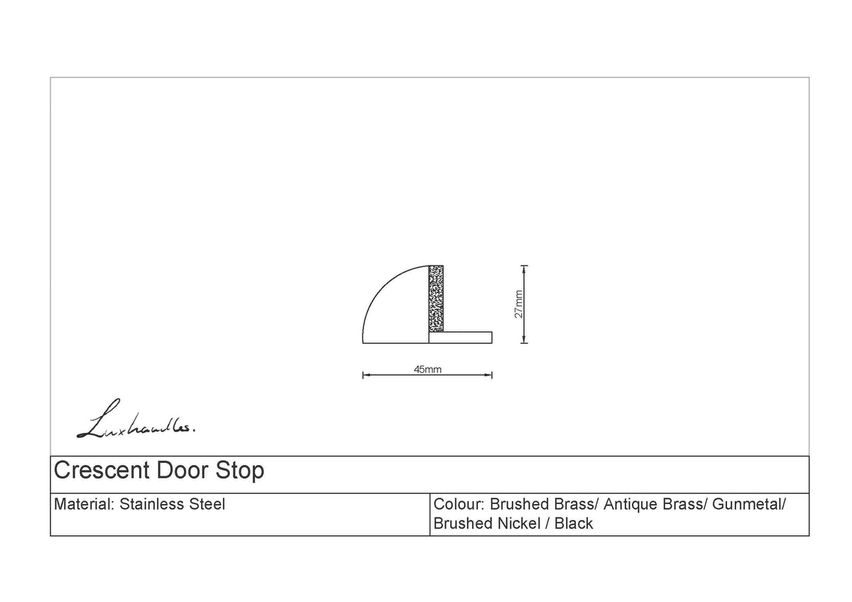 Crescent Half Moon Door Stop | 5 Color Options | LuxHandles Australia