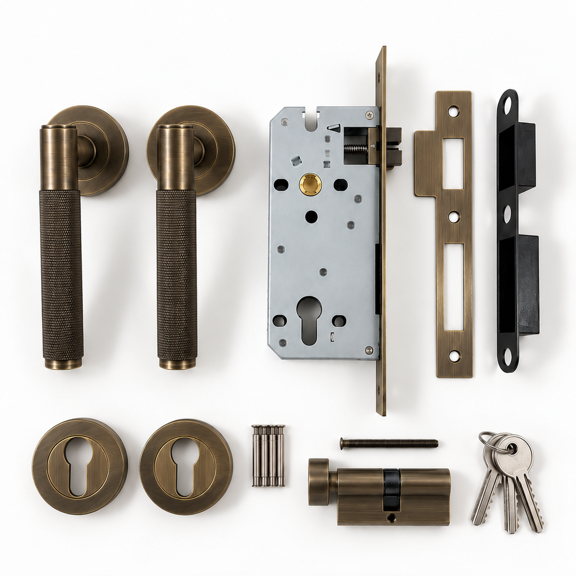 Knurled Door Handle Entrance Set